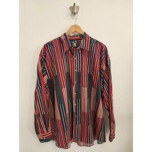 VTG Salty Dog Gant imperial poplin red multi stripe button down shirt XL